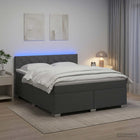 Boxspring bed donkergrijs 180x200 cm met LED matras