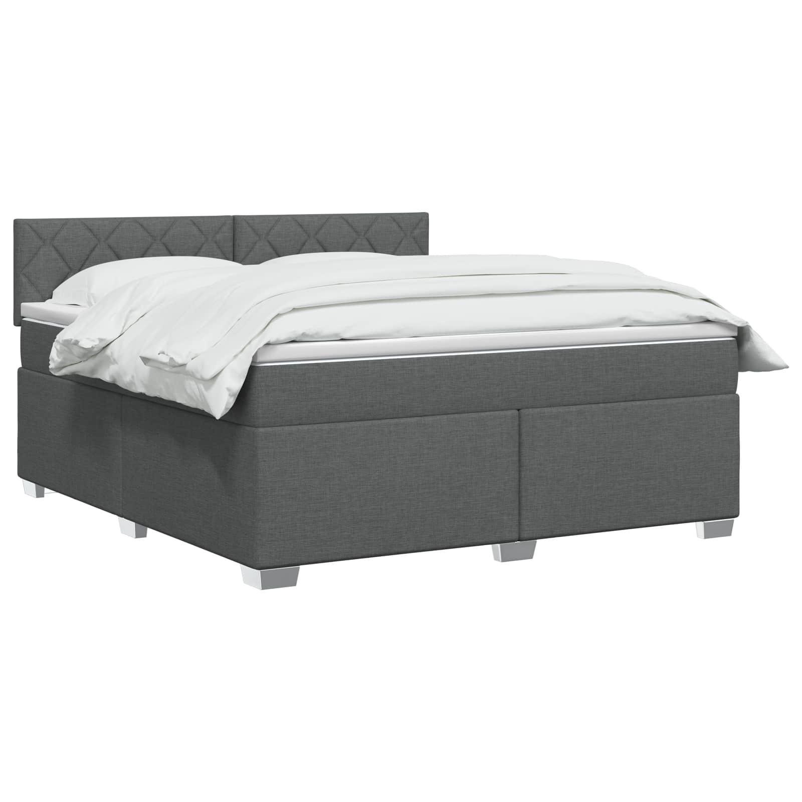 Boxspring Bed met Matras en LED Donkergrijs 180 x 200 cm Stof