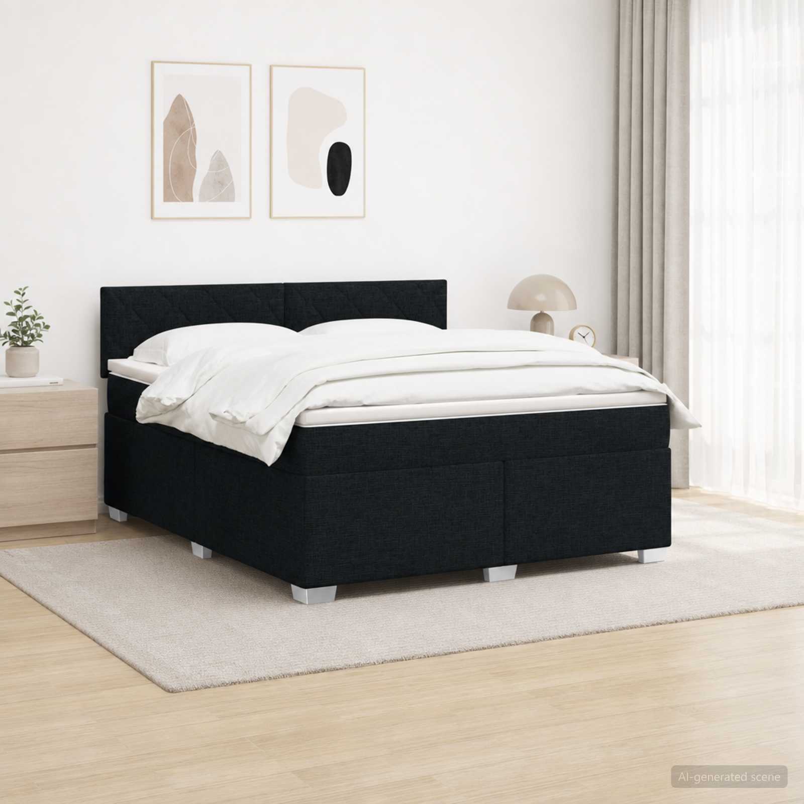 Boxspring Bed met Matras en LED Zwart 140 x 200 cm Stof