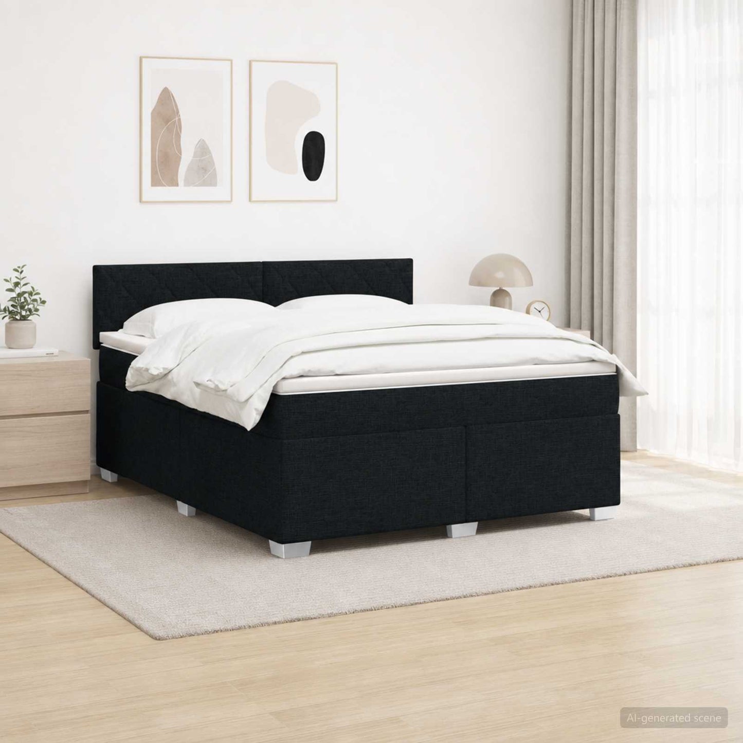 Boxspring Bed met Matras en LED Zwart 160 x 200 cm Stof