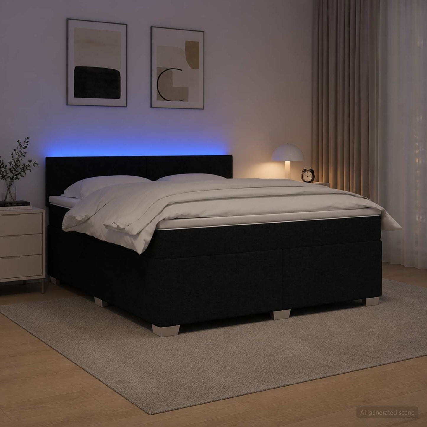 Boxspring Bed met Matras en LED Zwart 140 x 190 cm Stof