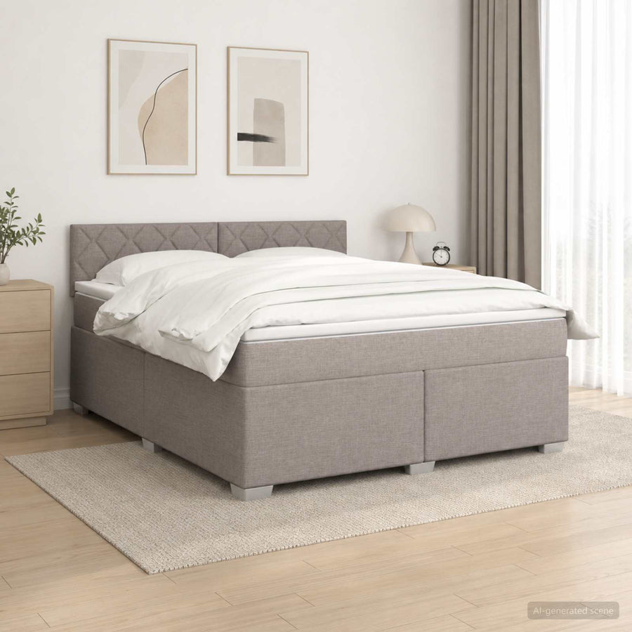 Boxspring Bed met Matras en LED Taupe 180 x 200 cm Stof