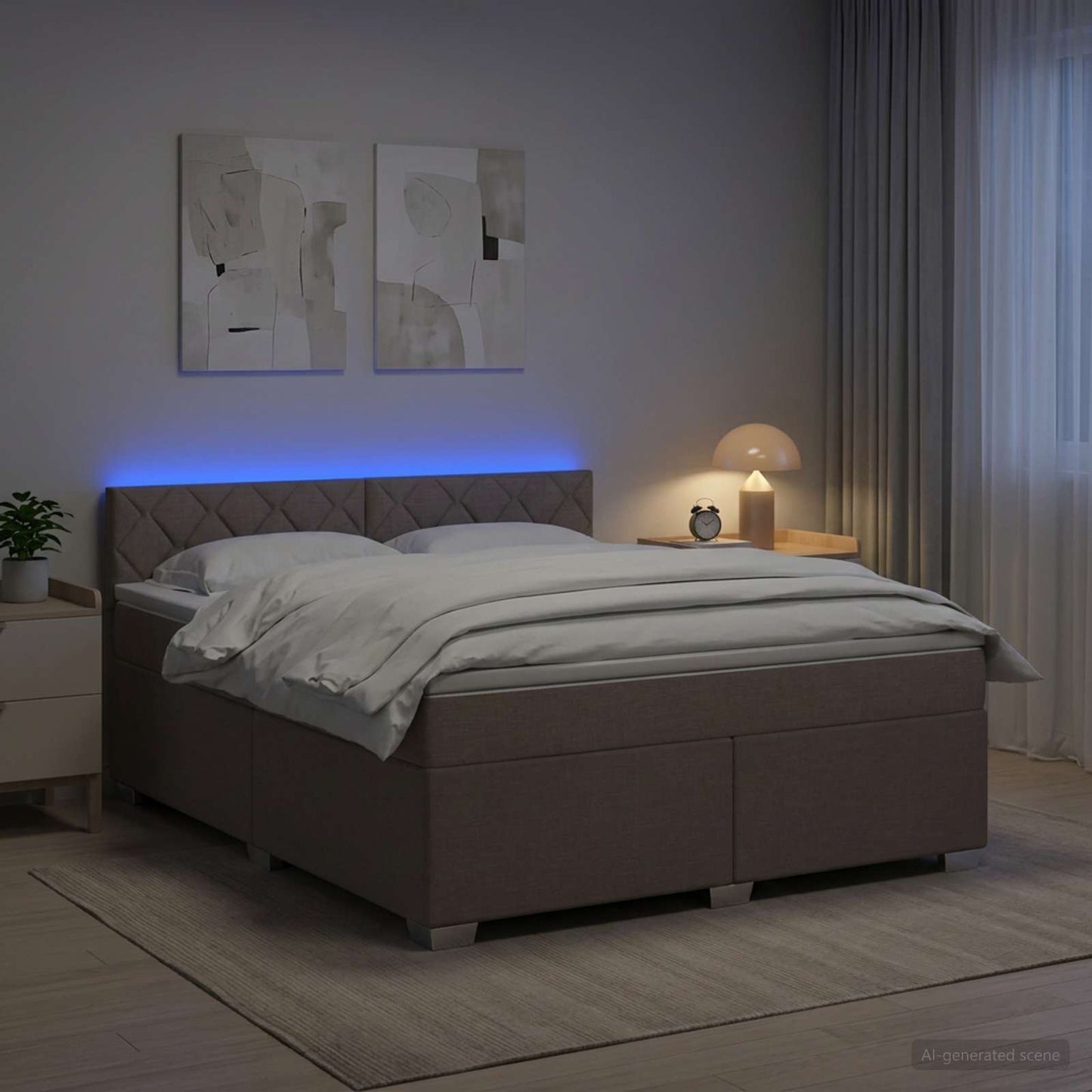 Boxspring Bed met Matras en LED Taupe 180 x 200 cm Stof