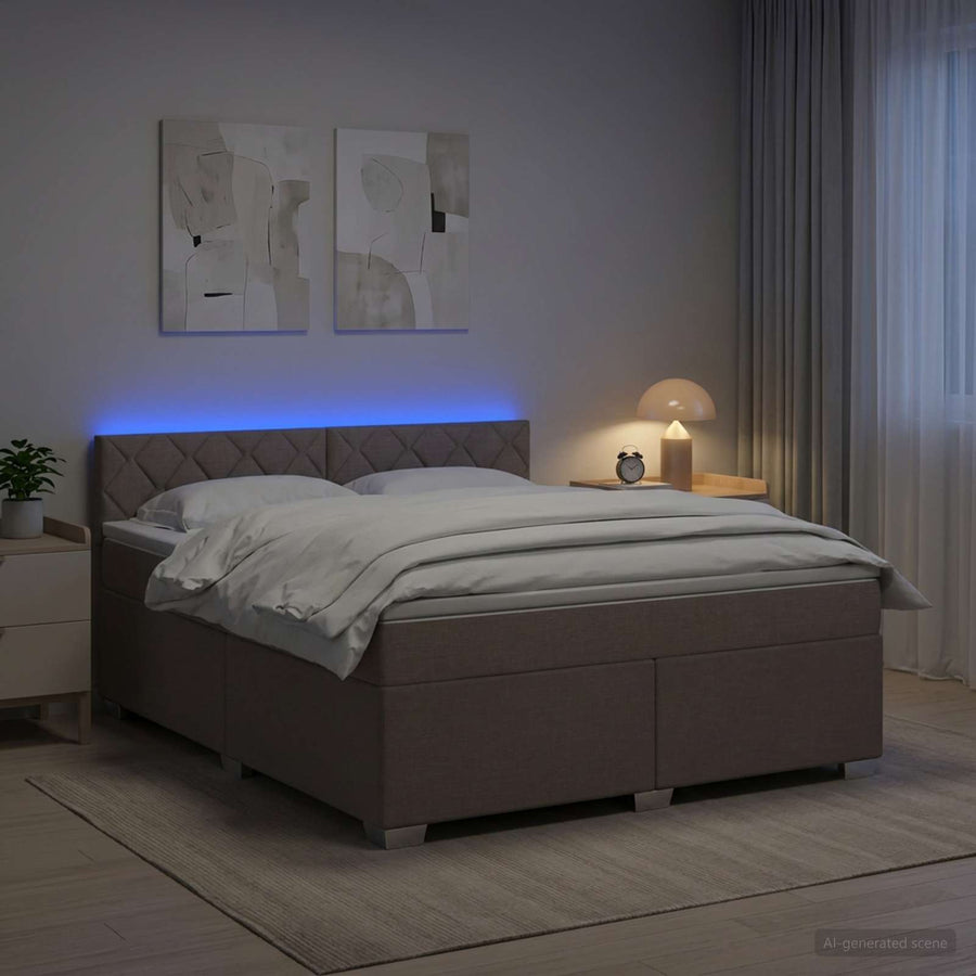 Boxspring Bed met Matras en LED Taupe 140 x 200 cm Stof