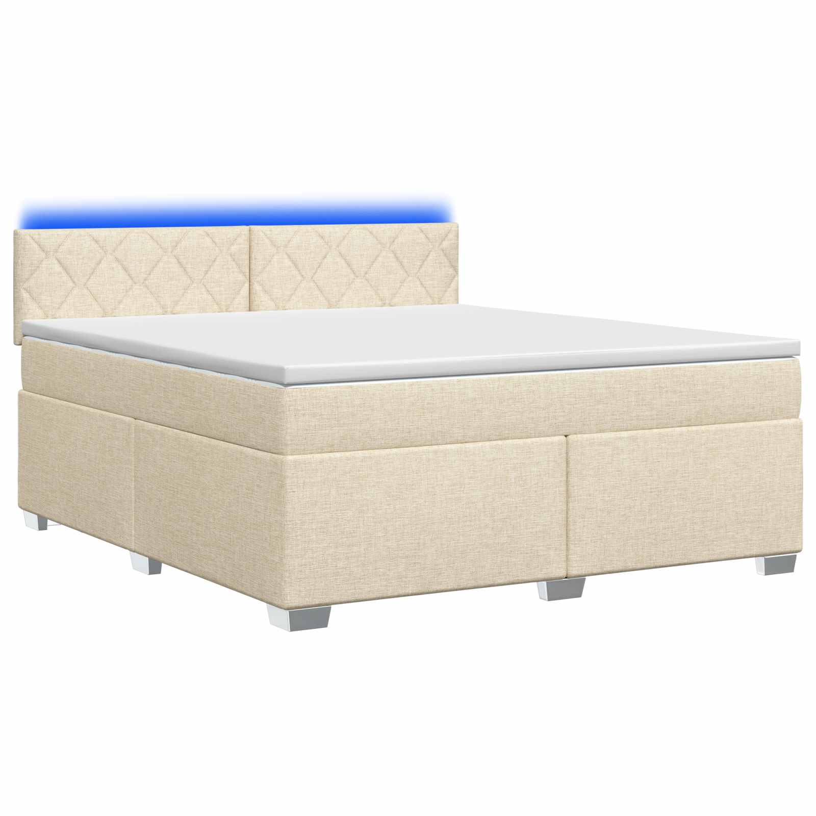Boxspring Bed met Matras en LED Crèmekleurig 180 x 200 cm Stof