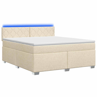 Boxspring Bed met Matras en LED Crèmekleurig 180 x 200 cm Stof