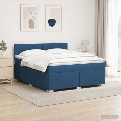 Boxspring Bed met Matras en LED Blauw 160 x 200 cm Stof