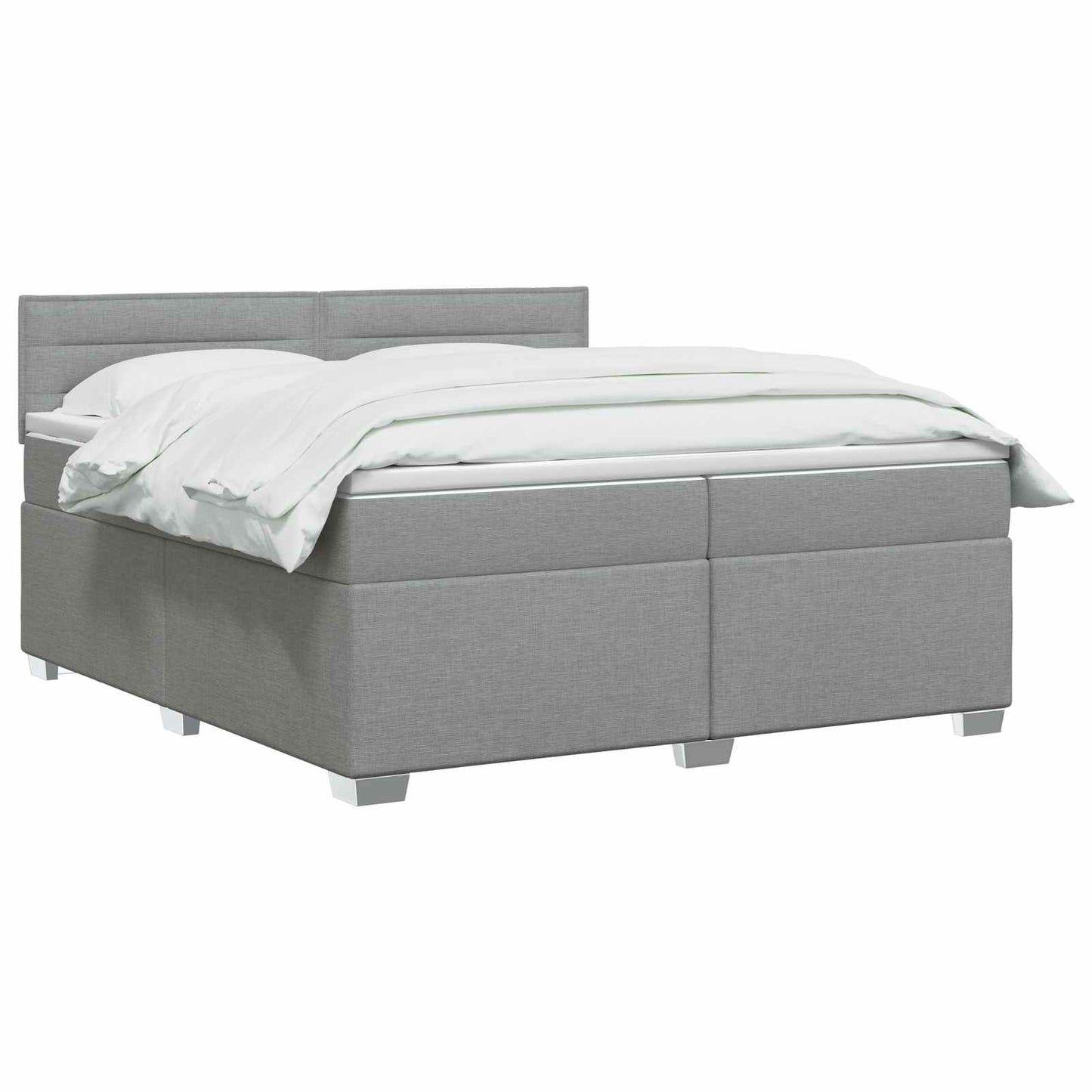Boxspring Bed met Matras en LED Lichtgrijs 200 x 200 cm Stof