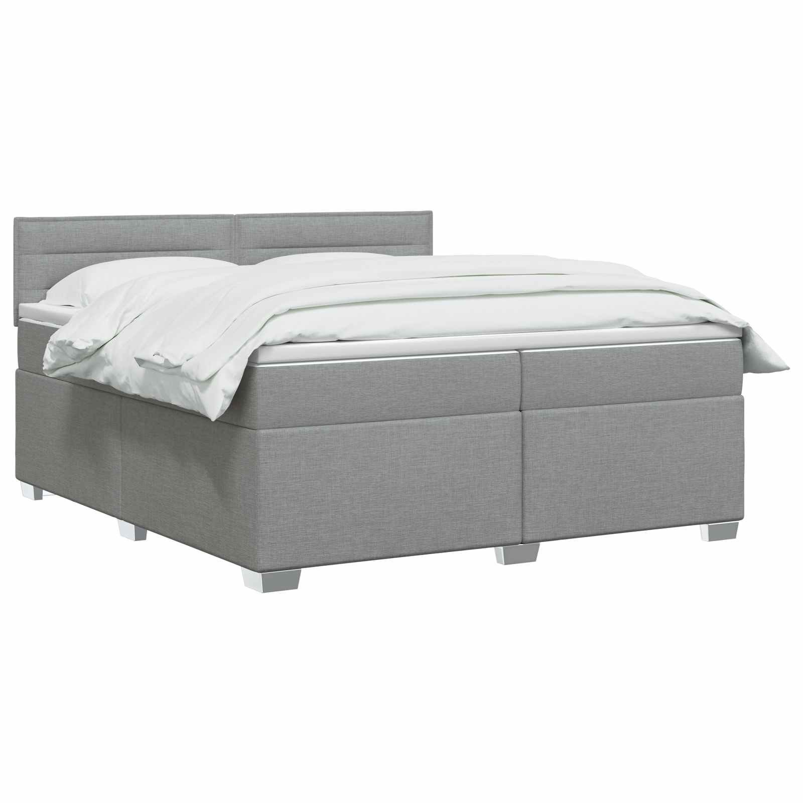 Boxspring Bed met Matras en LED Lichtgrijs 200 x 200 cm Stof