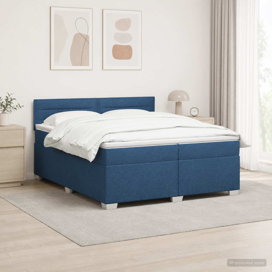 Boxspring Bed met Matras en LED Blauw 200 x 200 cm Stof