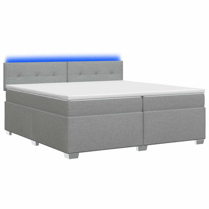 Boxspring Bed met Matras en LED Lichtgrijs 200 x 200 cm Stof