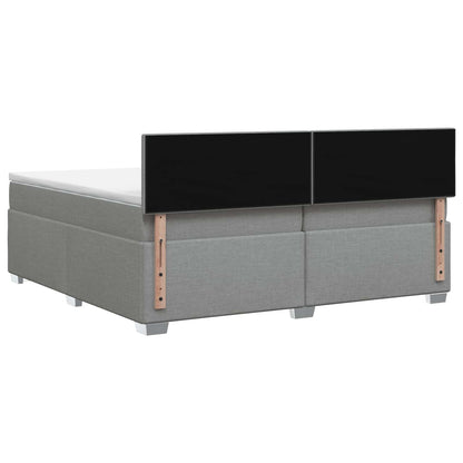 Boxspring Bed met Matras en LED Lichtgrijs 200 x 200 cm Stof