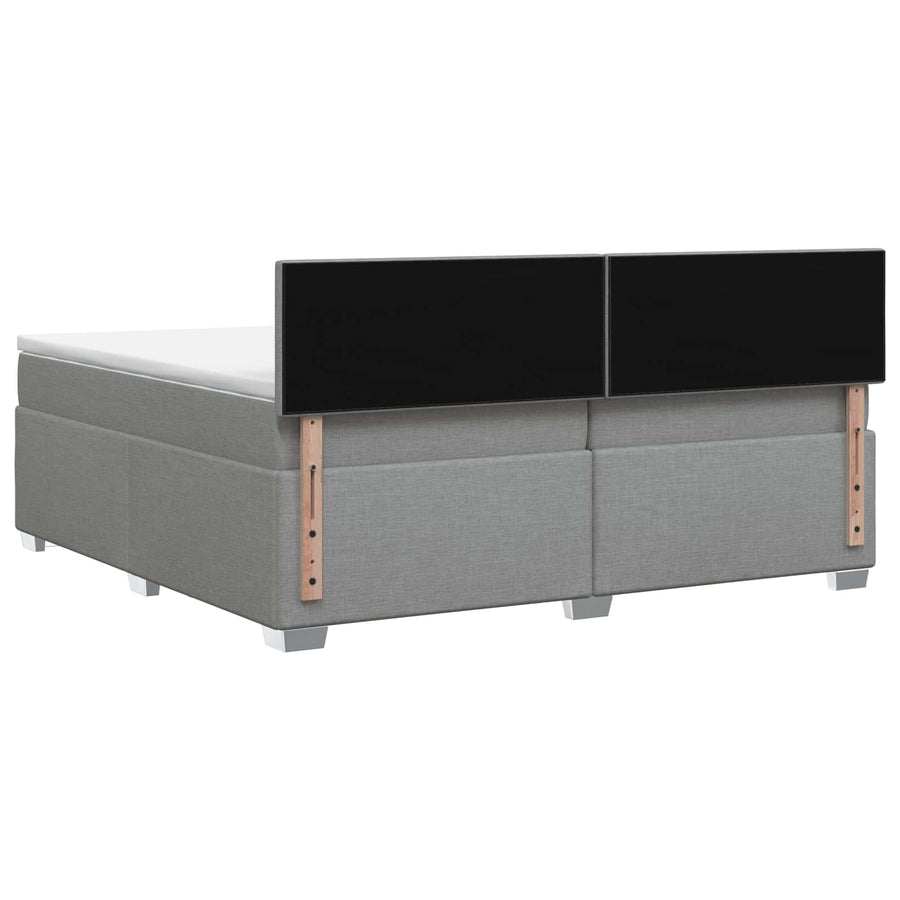 Boxspring Bed met Matras en LED Lichtgrijs 200 x 200 cm Stof