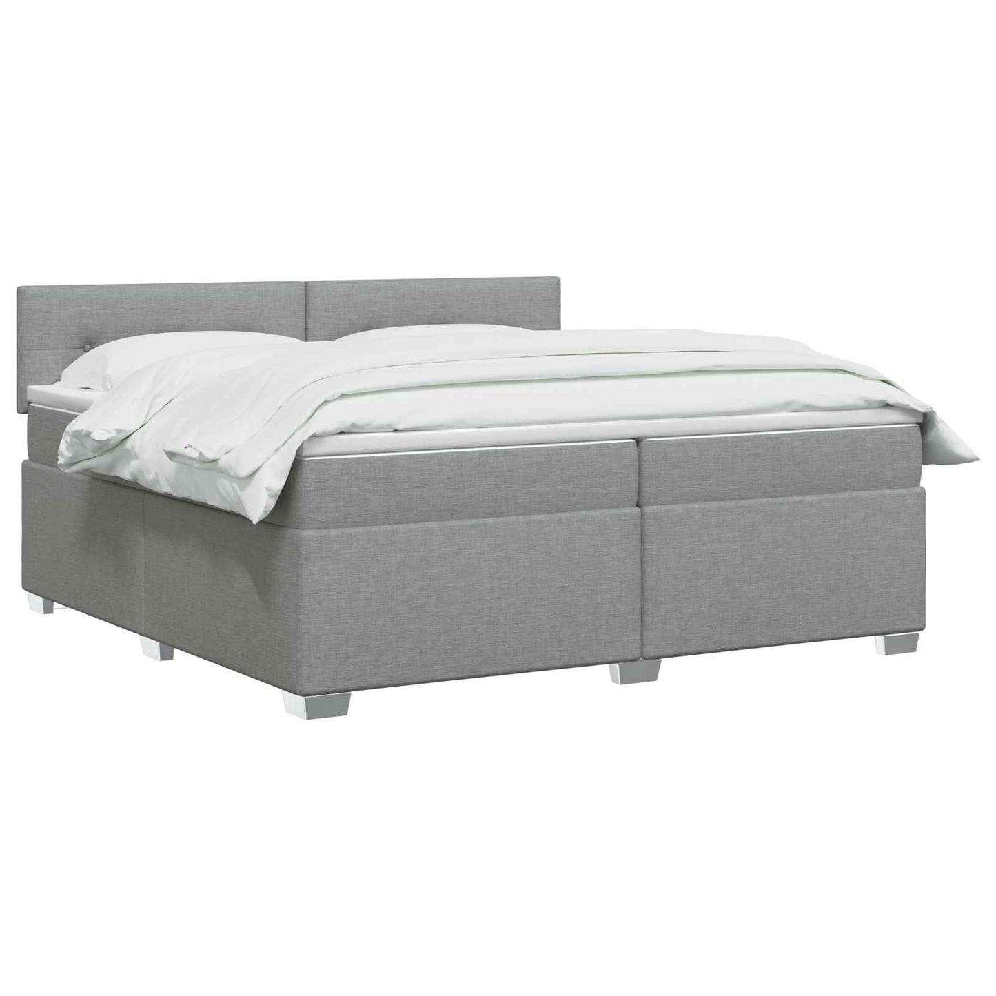 Boxspring Bed met Matras en LED Lichtgrijs 200 x 200 cm Stof