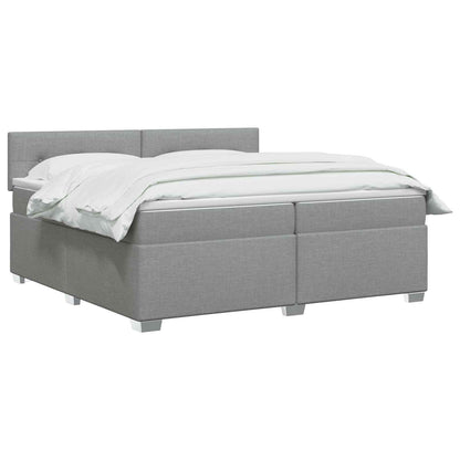 Boxspring Bed met Matras en LED Lichtgrijs 200 x 200 cm Stof
