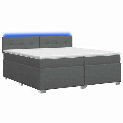 Boxspring Bed met Matras en LED Donkergrijs 200 x 200 cm Stof