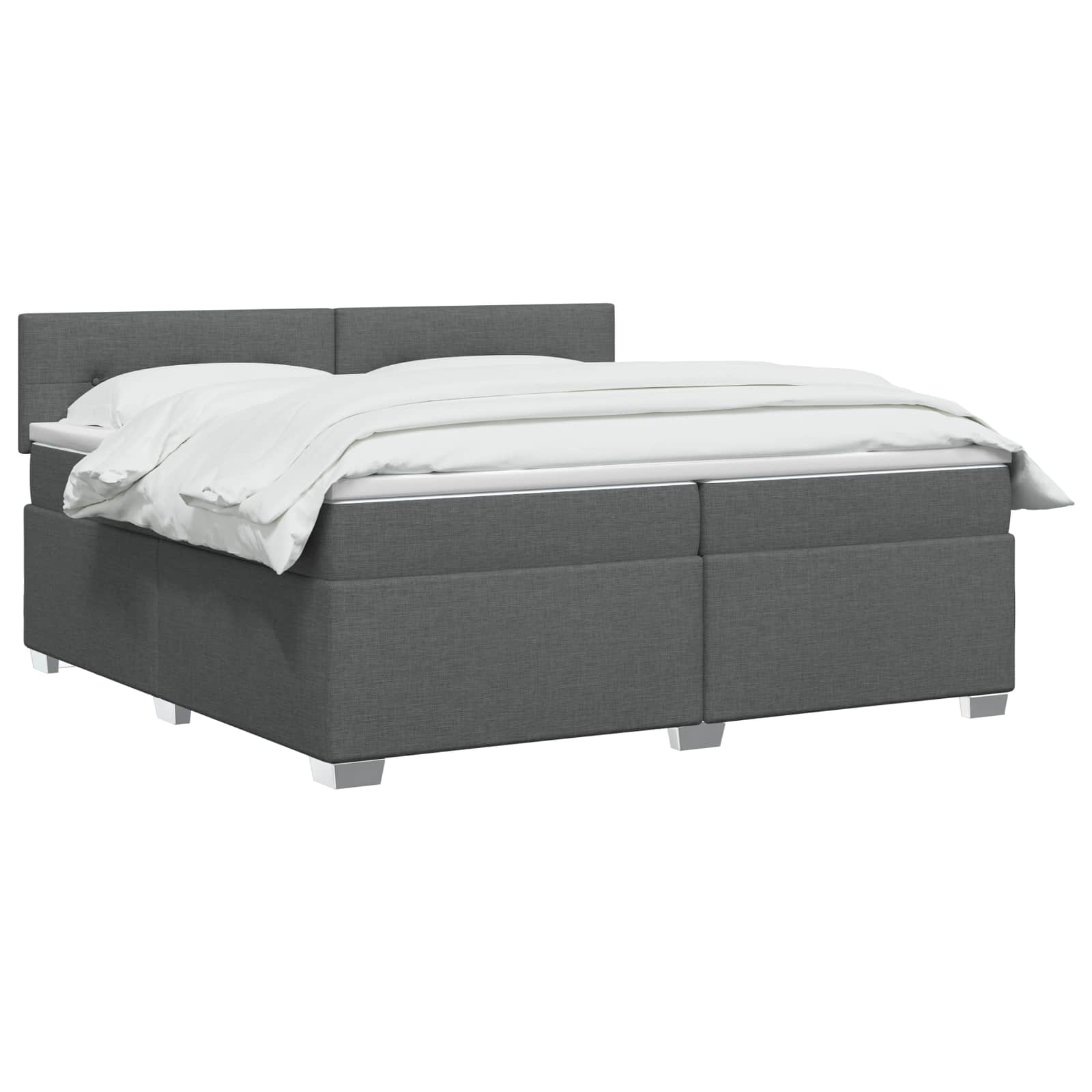 Boxspring Bed met Matras en LED Donkergrijs 200 x 200 cm Stof