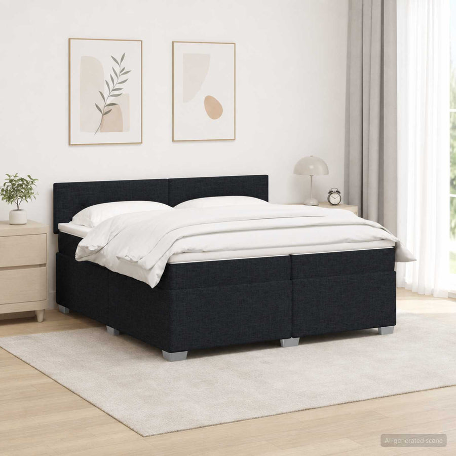 Boxspring Bed met Matras en LED Zwart 200 x 200 cm Stof