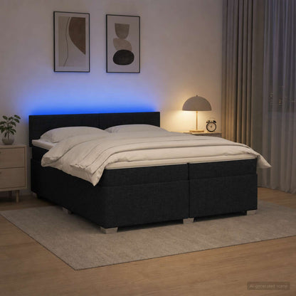 Boxspring Bed met Matras en LED Zwart 200 x 200 cm Stof