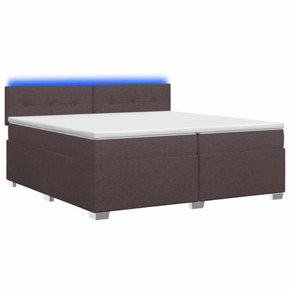 Boxspring Bed met Matras en LED Donkerbruin 200 x 200 cm Stof