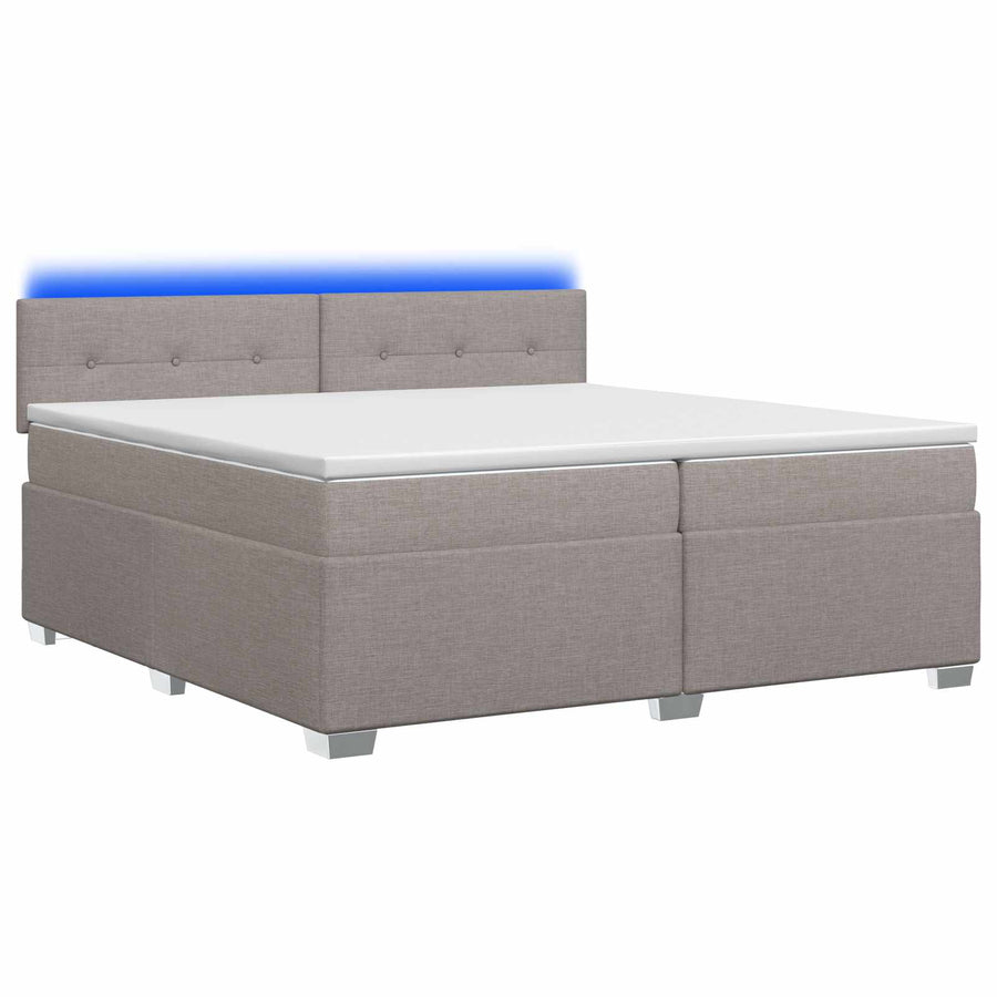 Boxspring Bed met Matras en LED Taupe 200 x 200 cm Stof