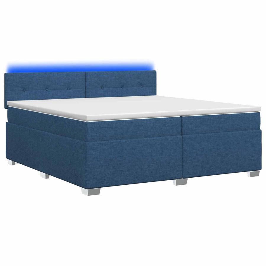 Boxspring Bed met Matras en LED Blauw 200 x 200 cm Stof