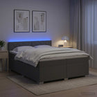 Boxspringbed 200x200 cm donkergrijs met matras en LED