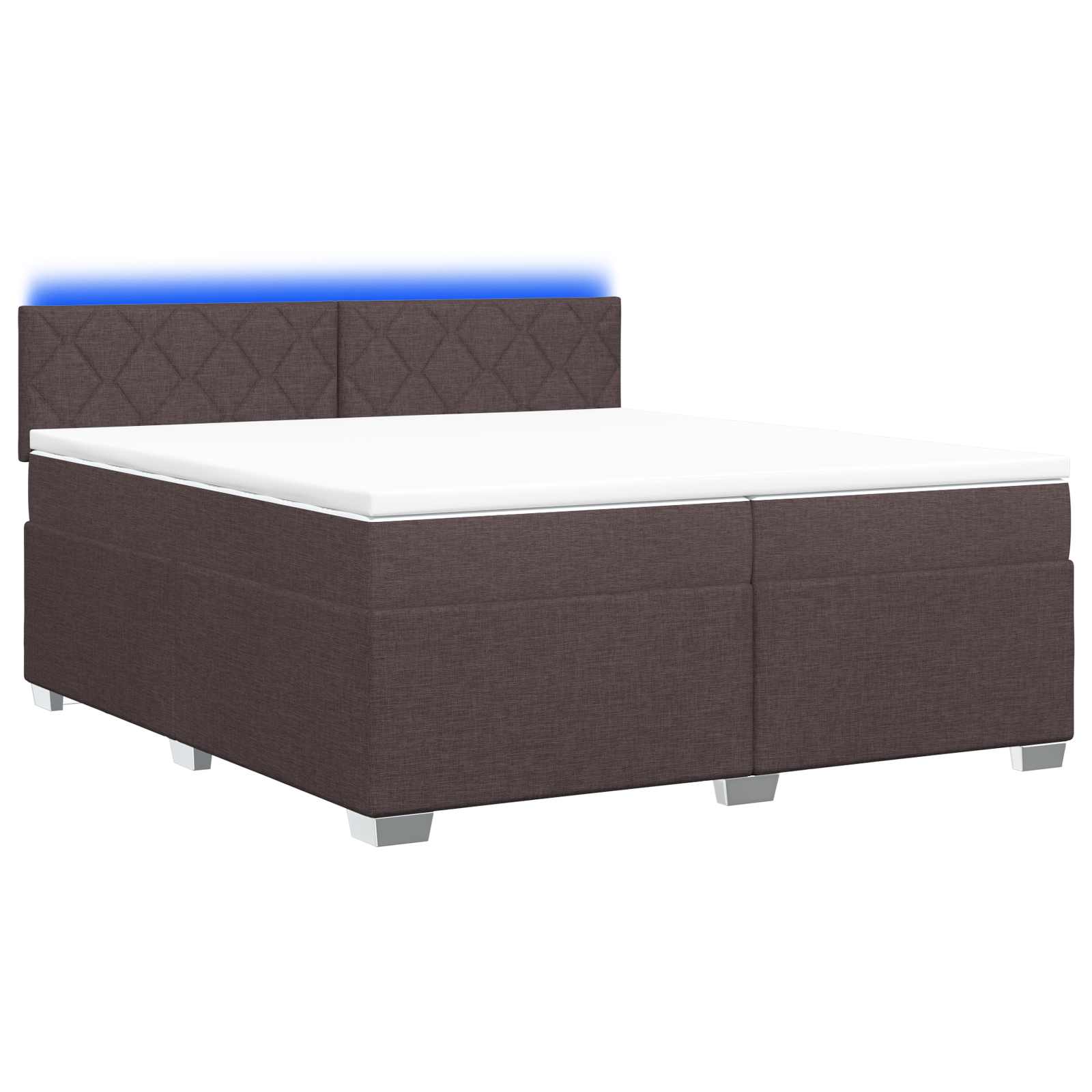 Boxspring Bed met Matras en LED Donkerbruin 200 x 200 cm Stof