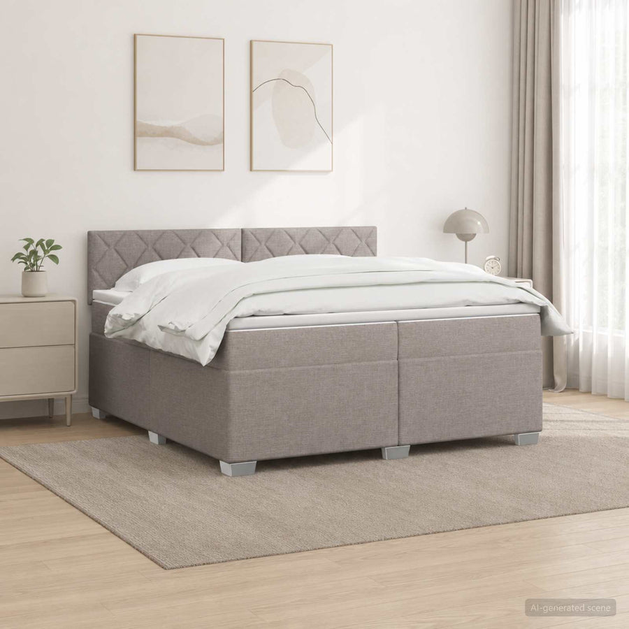 Boxspring Bed met Matras en LED Taupe 200 x 200 cm Stof