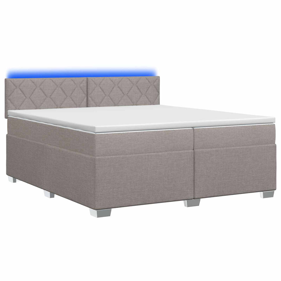 Boxspring Bed met Matras en LED Taupe 200 x 200 cm Stof