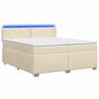 Boxspringbed met matras 200x200 cm crèmekleurig stof LED