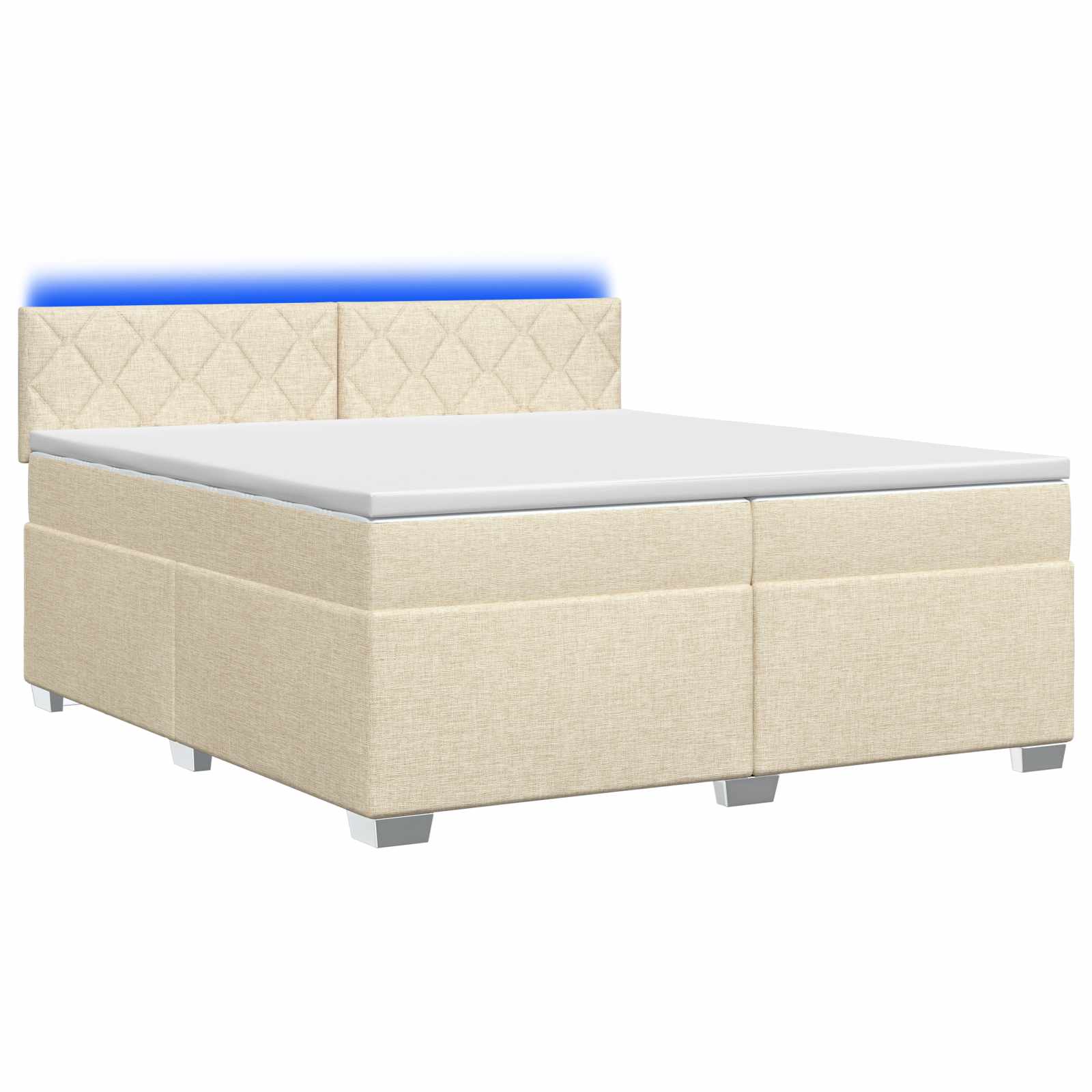 Boxspring Bed met Matras en LED Crèmekleurig 200 x 200 cm Stof