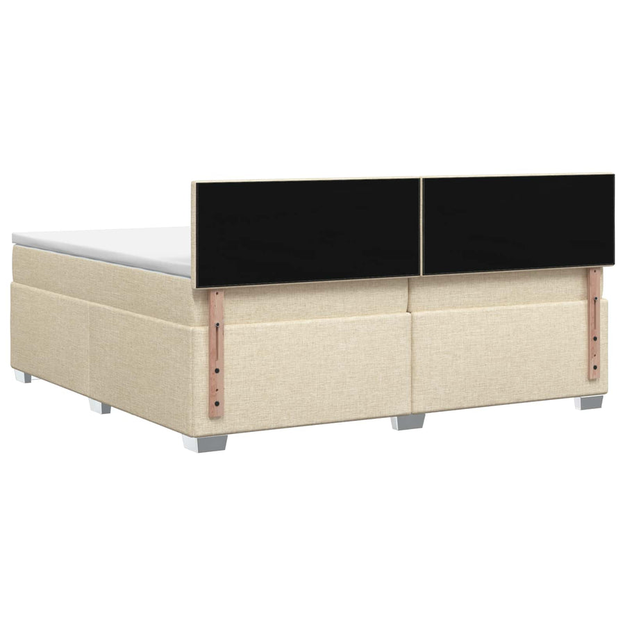 Boxspring Bed met Matras en LED Crèmekleurig 200 x 200 cm Stof