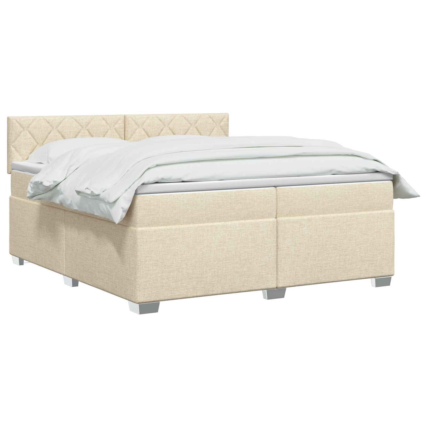 Boxspring Bed met Matras en LED Crèmekleurig 200 x 200 cm Stof