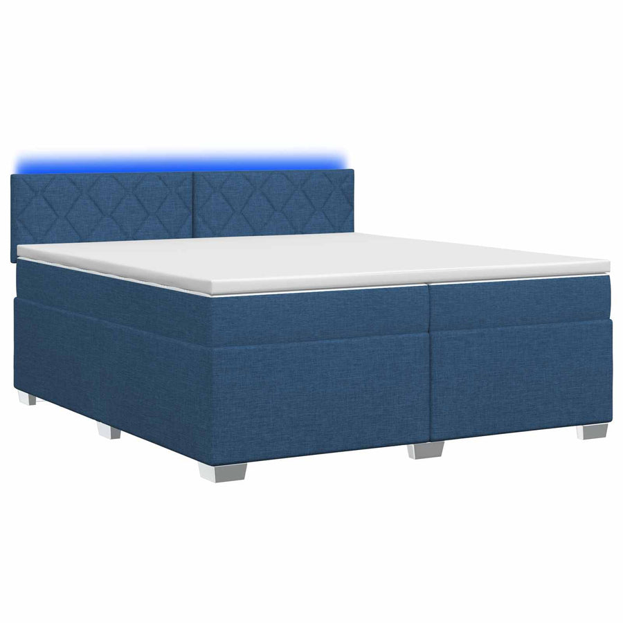 Boxspring Bed met Matras en LED Blauw 200 x 200 cm Stof