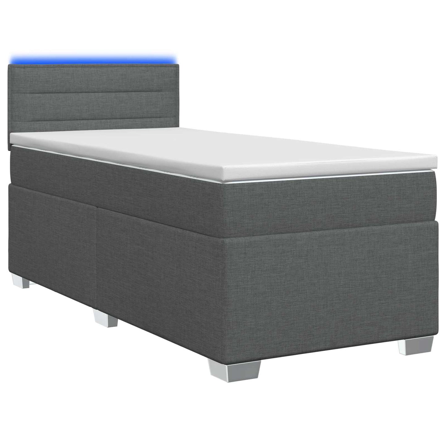 Boxspring Bed met Matras en LED Donkergrijs Enkel Stof