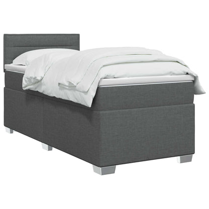 Boxspring Bed met Matras en LED Donkergrijs Enkel Stof