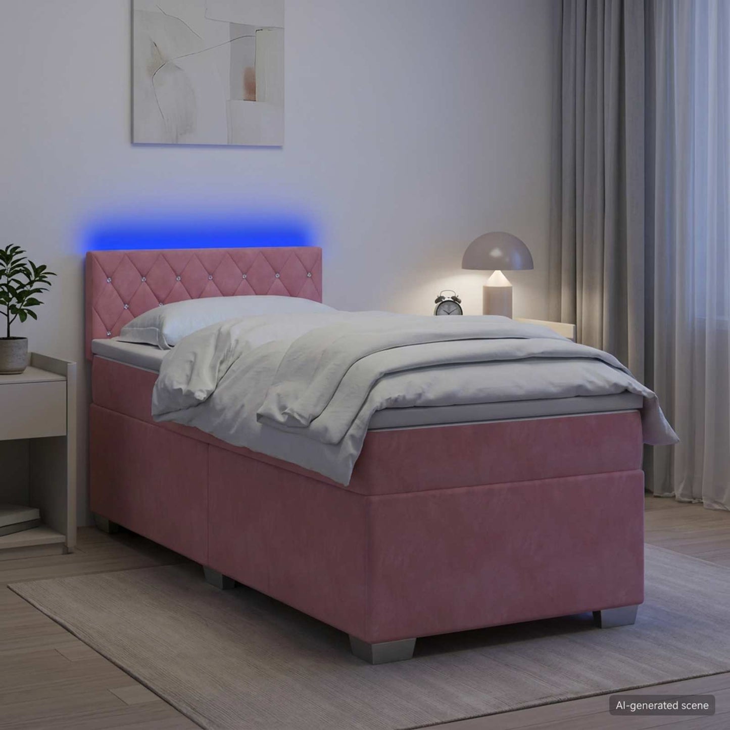 Boxspring Bed met Matras en LED Roze 100 x 200 cm fluweel