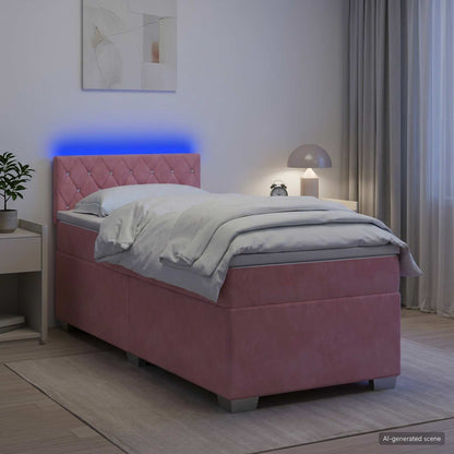 Boxspring Bed met Matras en LED Roze 100 x 200 cm fluweel