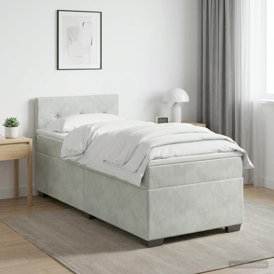 Boxspring Bed met Matras en LED Lichtgrijs 80 x 200 cm fluweel