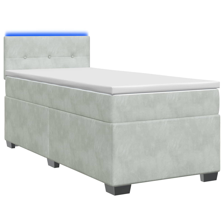 Boxspring Bed met Matras en LED Lichtgrijs 80 x 200 cm fluweel