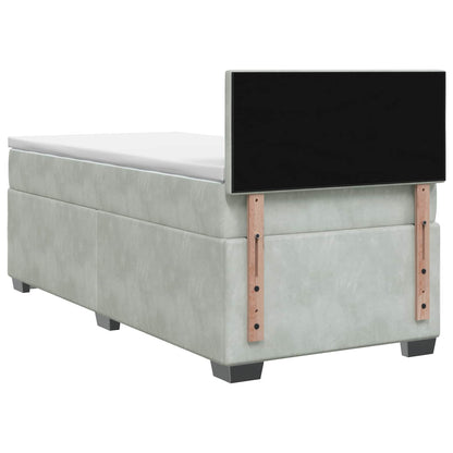 Boxspring Bed met Matras en LED Lichtgrijs 80 x 200 cm fluweel