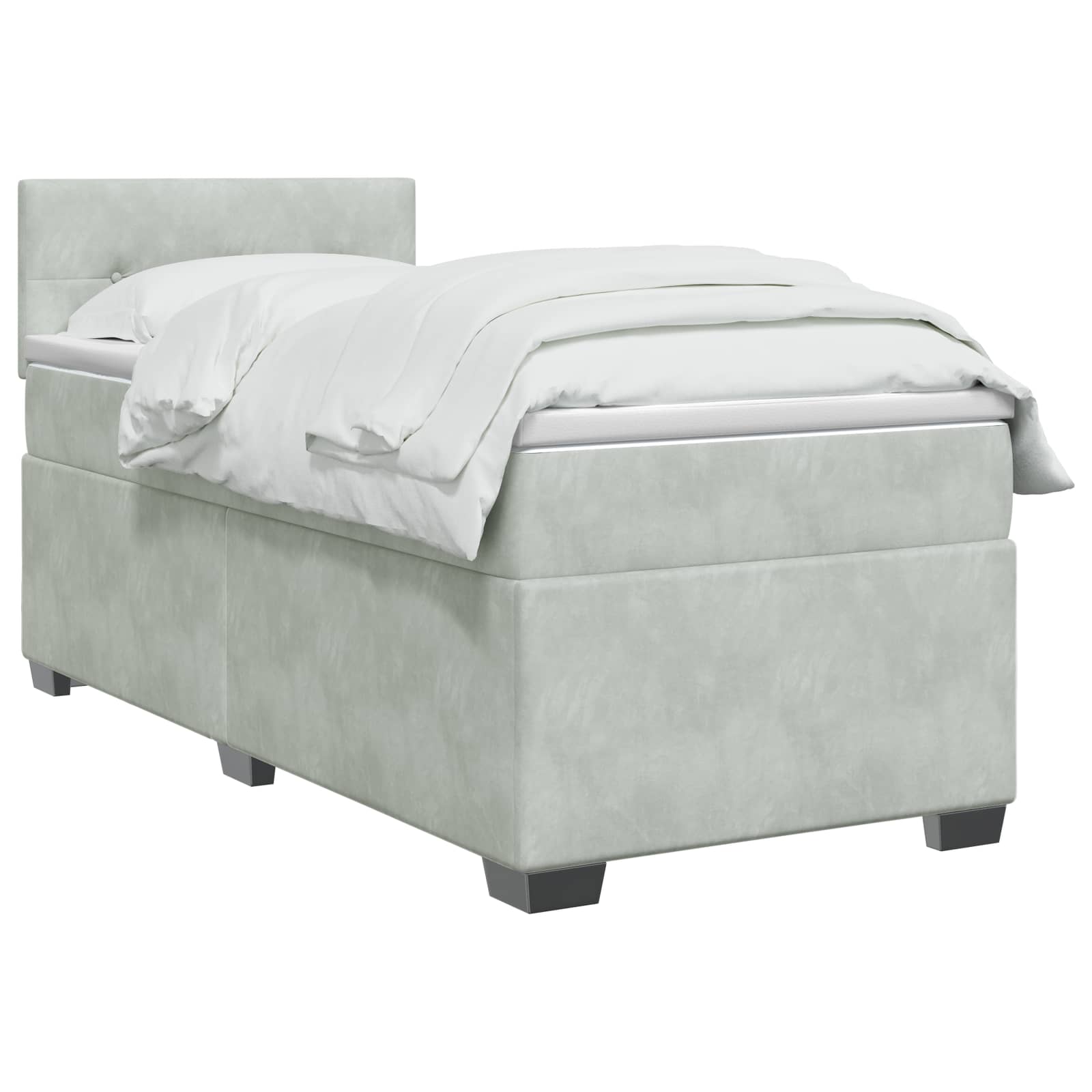 Boxspring Bed met Matras en LED Lichtgrijs 80 x 200 cm fluweel