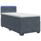Boxspring bed 80x200 cm donkergrijs fluweel LED