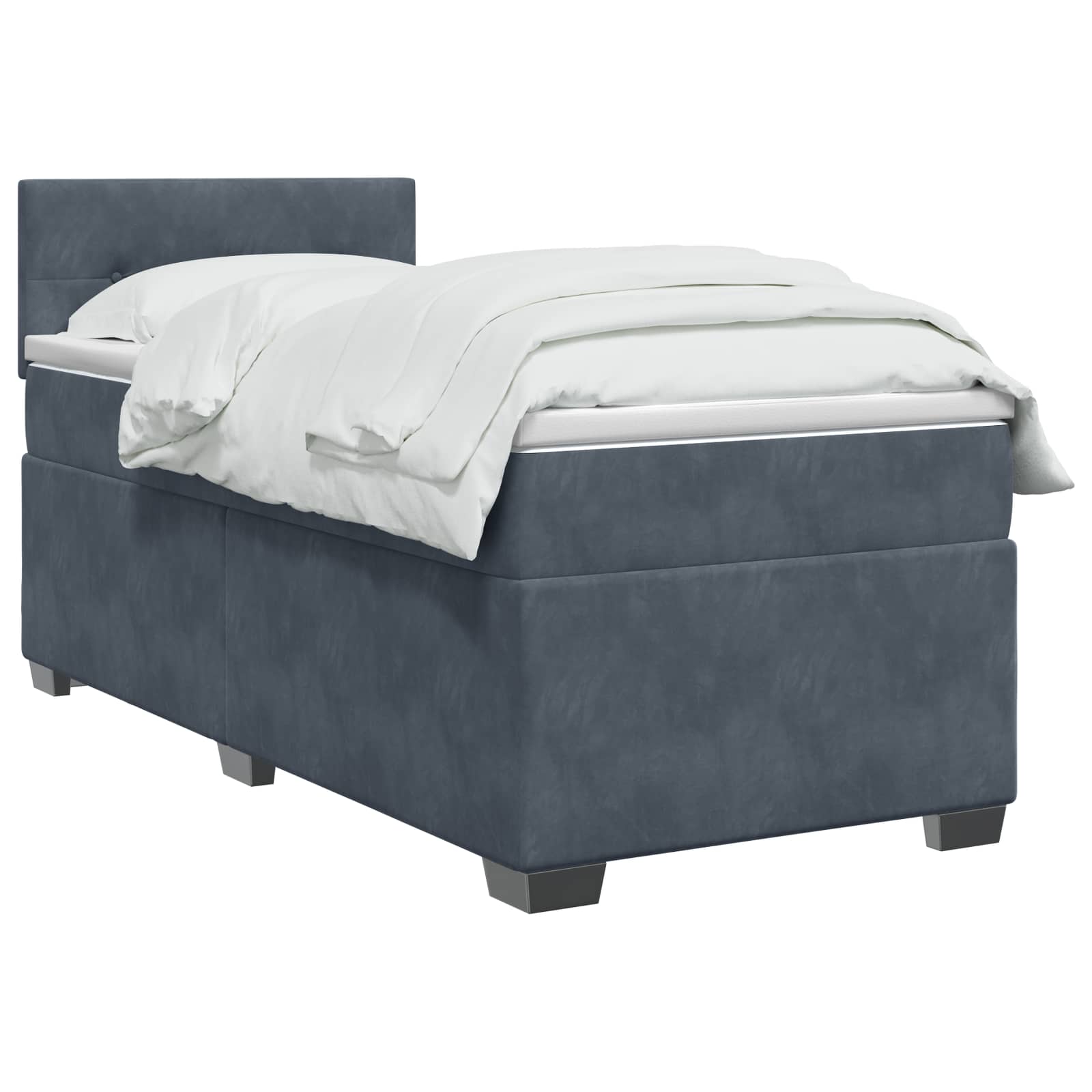 Boxspring Bed met Matras en LED Donkergrijs 80 x 200 cm fluweel