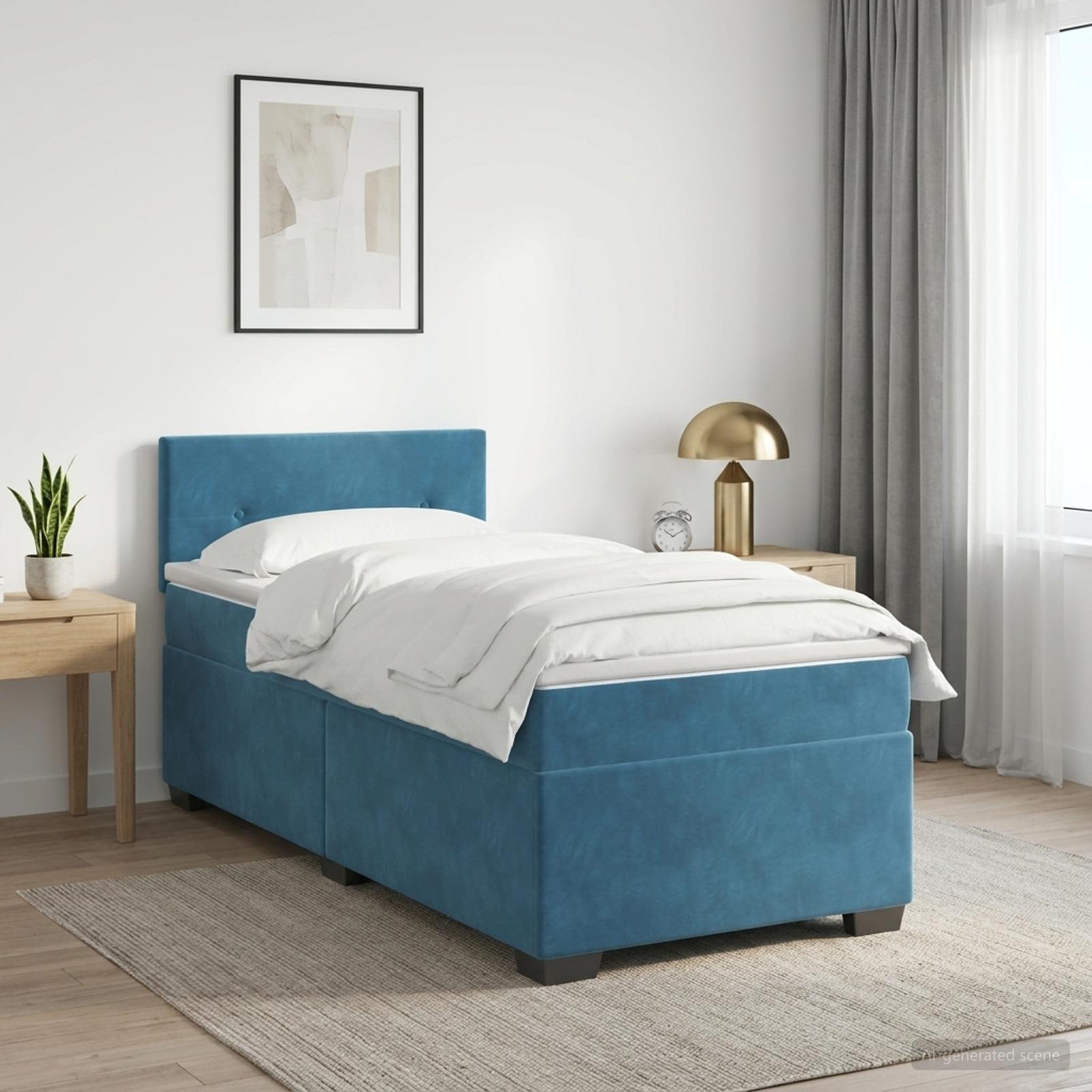Boxspring Bed met Matras en LED Blauw 80 x 200 cm fluweel
