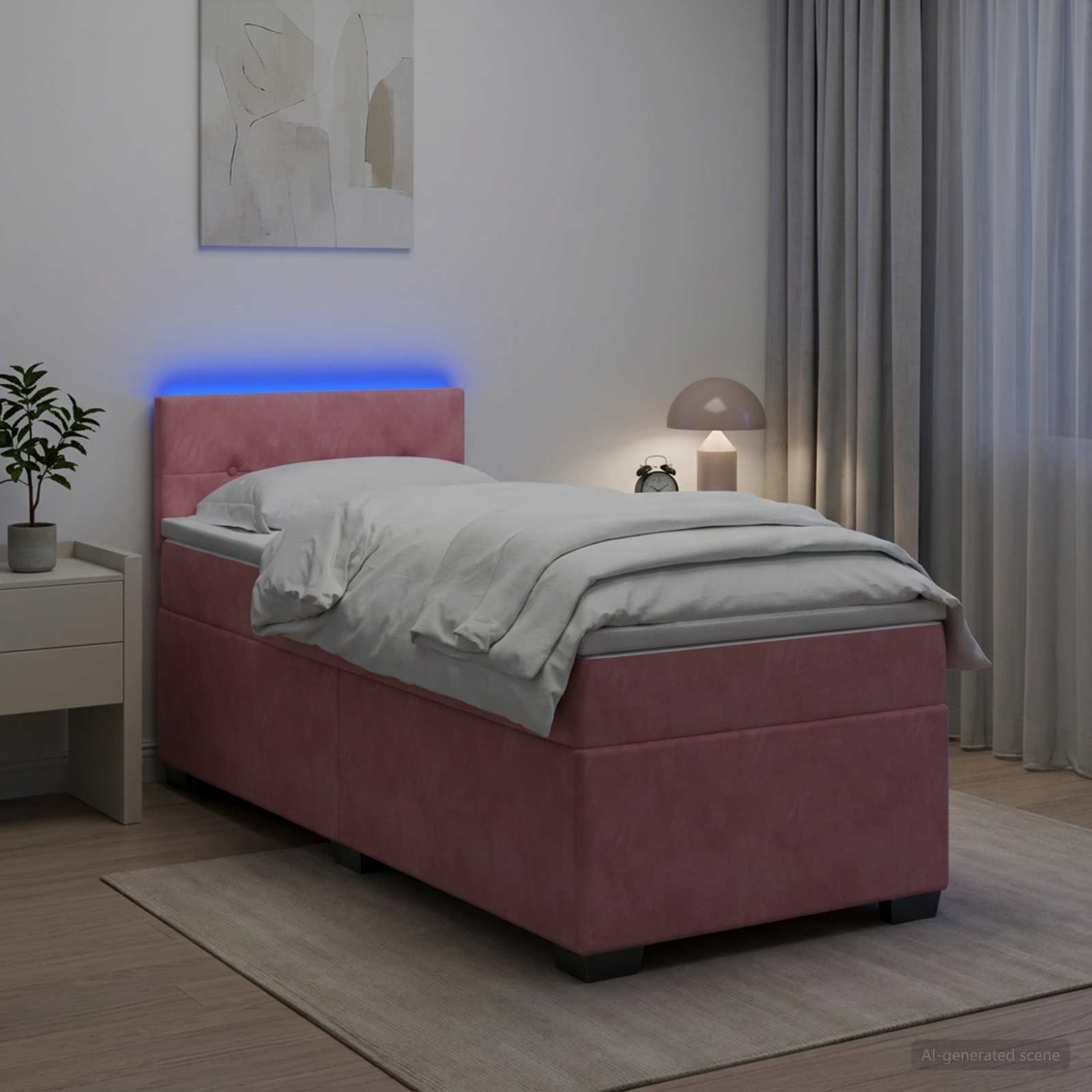Boxspring Bed met Matras en LED Roze 80 x 200 cm fluweel