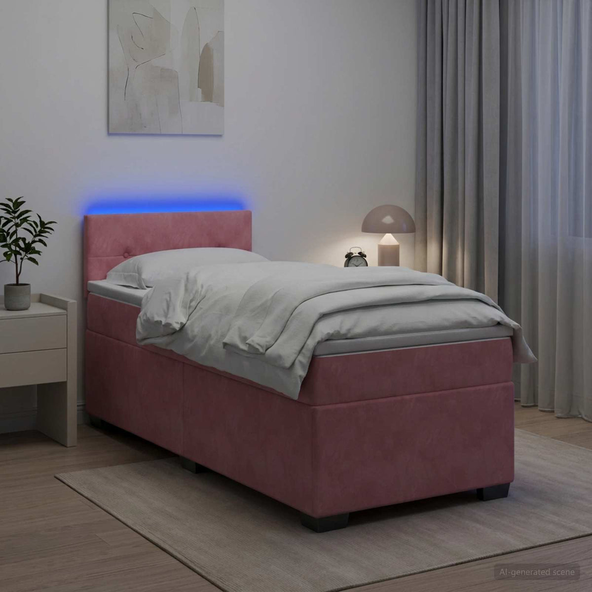 Boxspring Bed met Matras en LED Roze 90 x 200 cm fluweel
