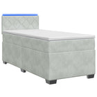 Boxspring bed 80x200 cm lichtgrijs fluweel met matras LED
