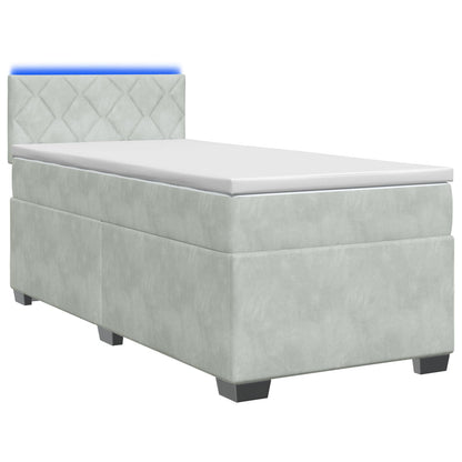 Boxspring Bed met Matras en LED Lichtgrijs 80 x 200 cm fluweel